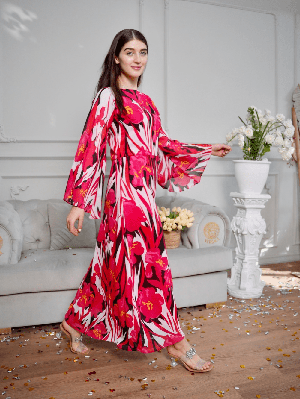 Allure Blue Floral Long Dress Allure Blue Floral Long Dress