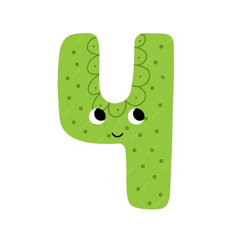 Doodle Number Four Symbol For Kids Leaning Numbers For Preschool Colorful Number 4 In Cartoon